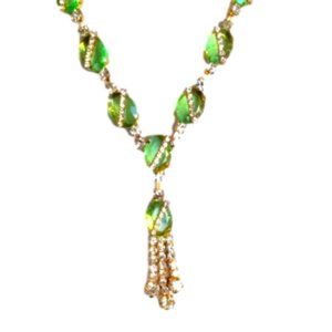 Vintage gold and emerald green necklace, royal princess design